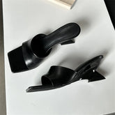 LBSFY  -   2024 New Design Concise Wedges High Heels Women Slippers Square Toe Party Dress Slides Summer Shoes